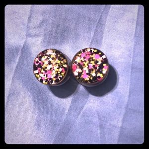Neon confetti yellow and pink plugs size 3/4